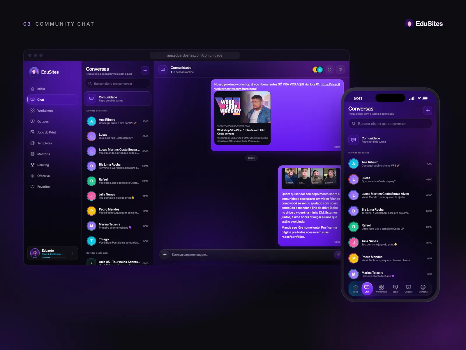 EduSites — chat da comunidade