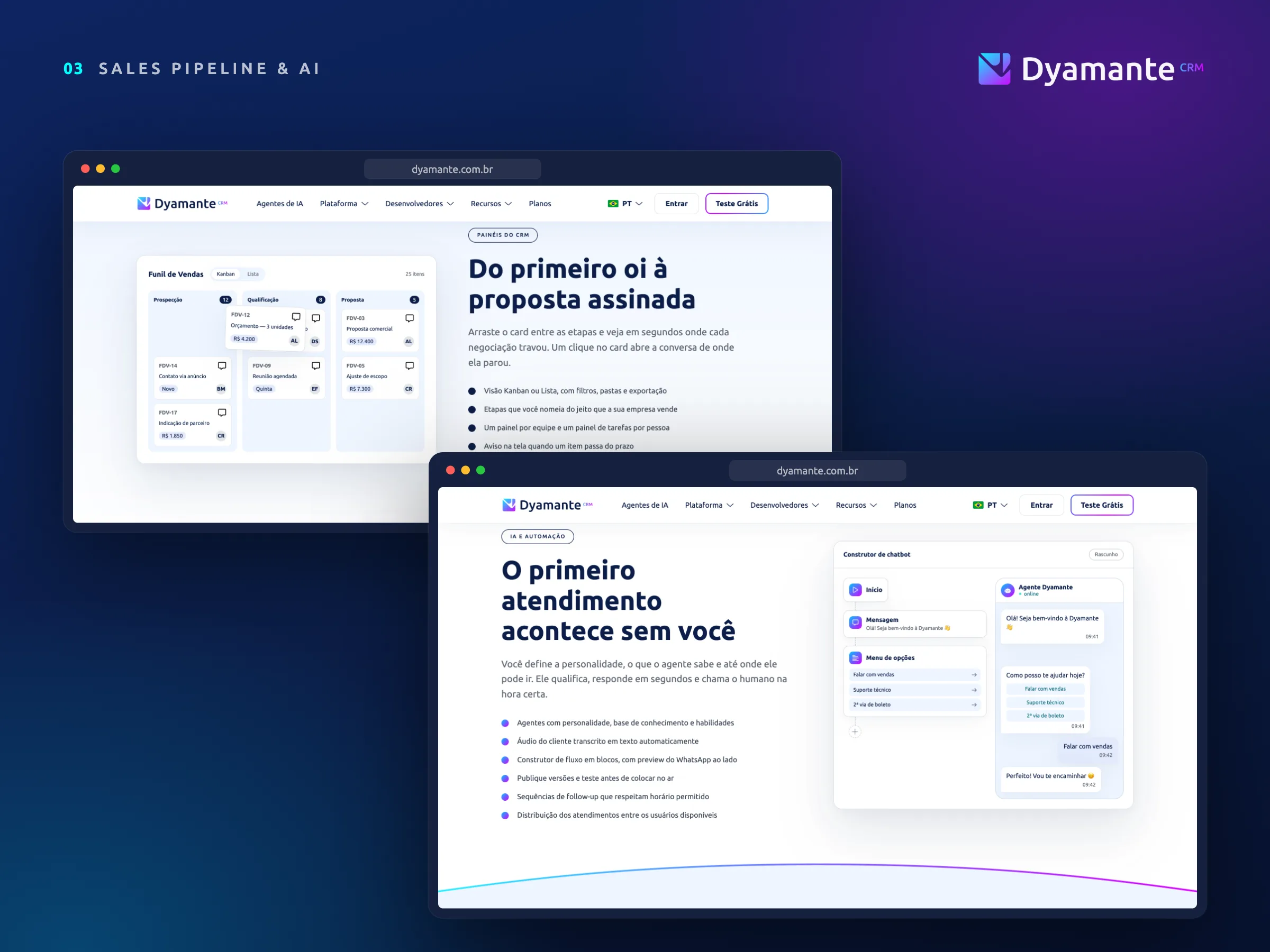 Dyamante CRM · Embudo de ventas e IA