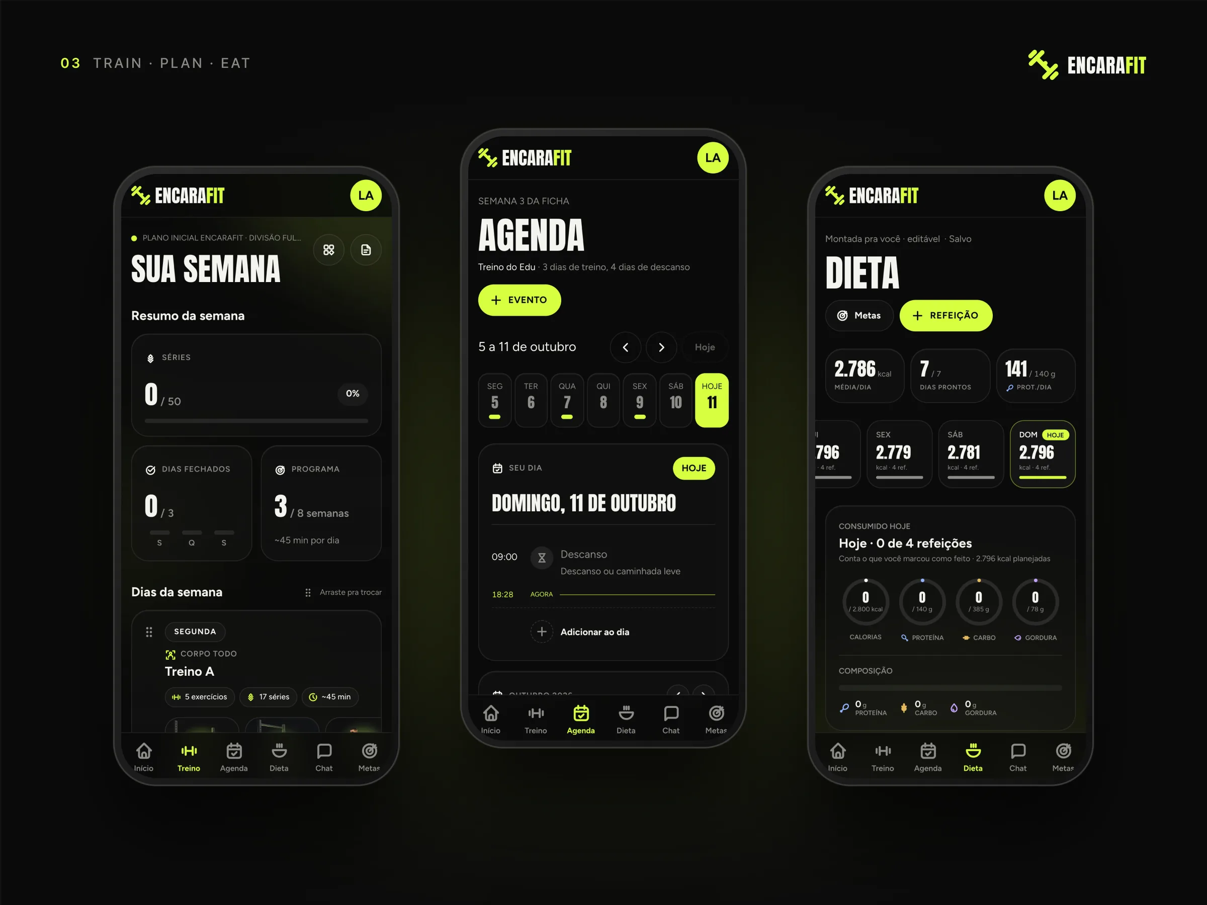 Encarafit — treino, agenda e dieta