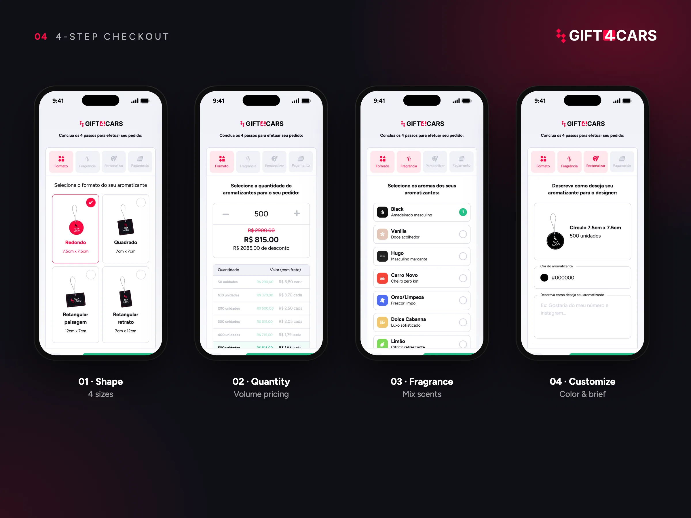Gift 4 Cars · Checkout em 4 passos