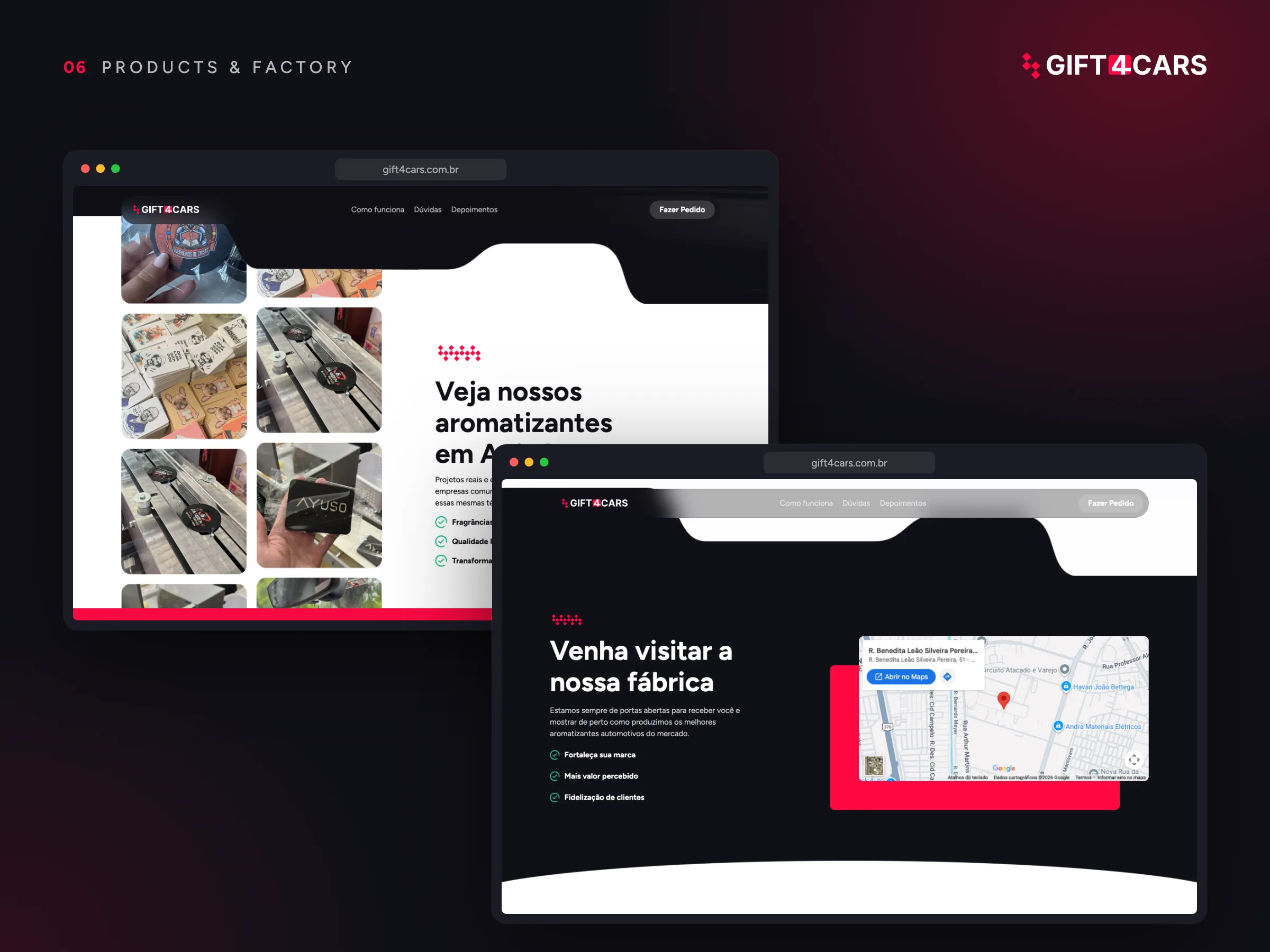 Gift 4 Cars · Produtos e fábrica