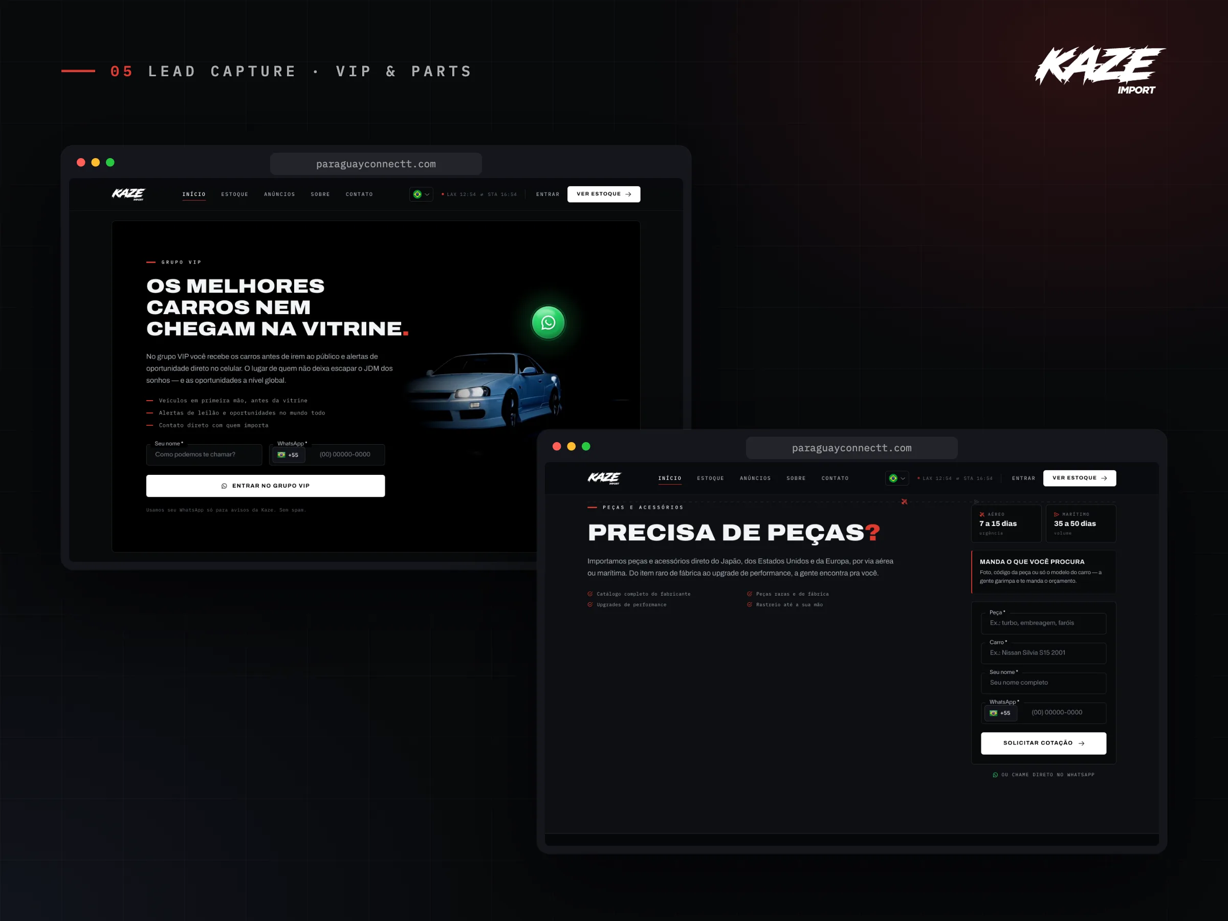 Kaze Import · Grupo VIP e cotação de peças