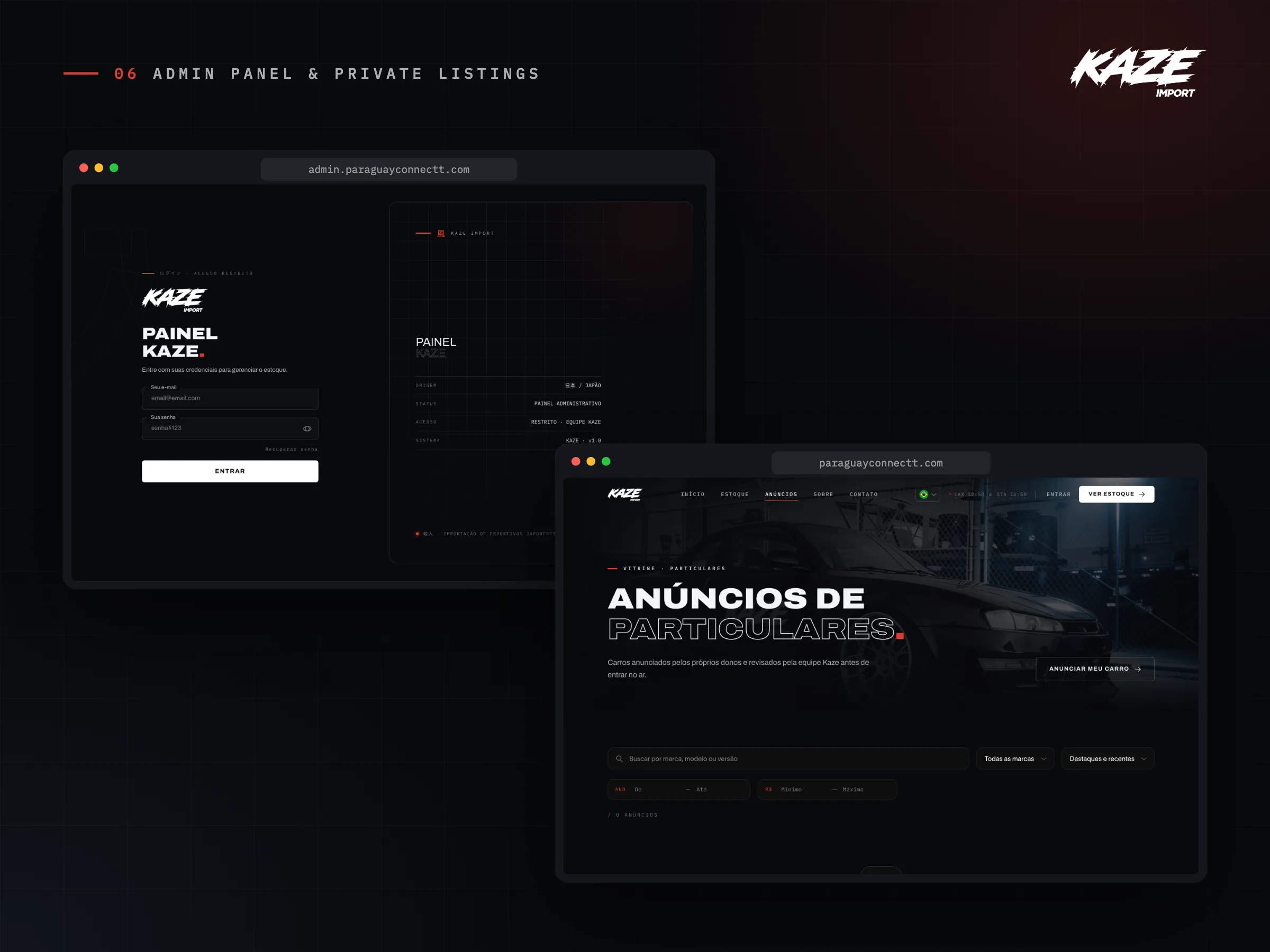 Kaze Import · Painel e anúncios de particulares