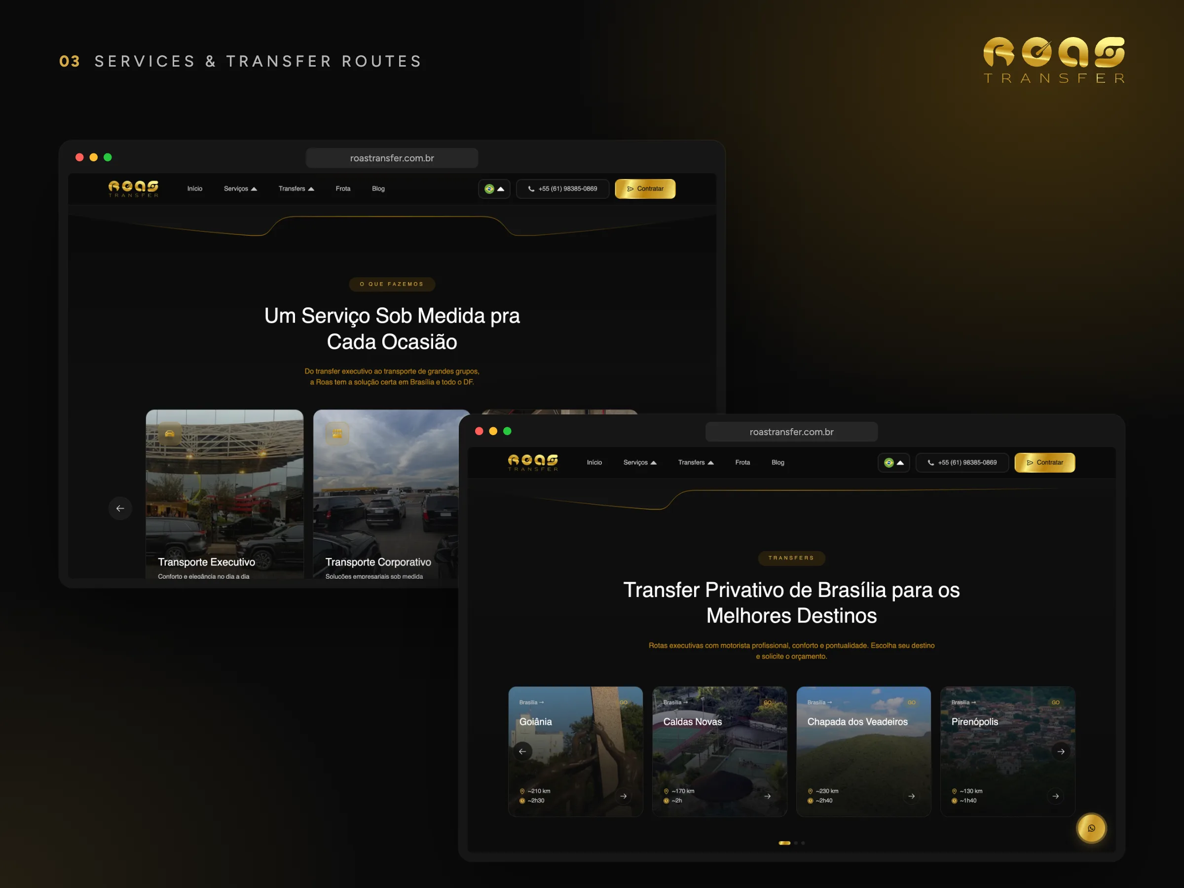 Roas Transfer · Serviços e rotas de transfer