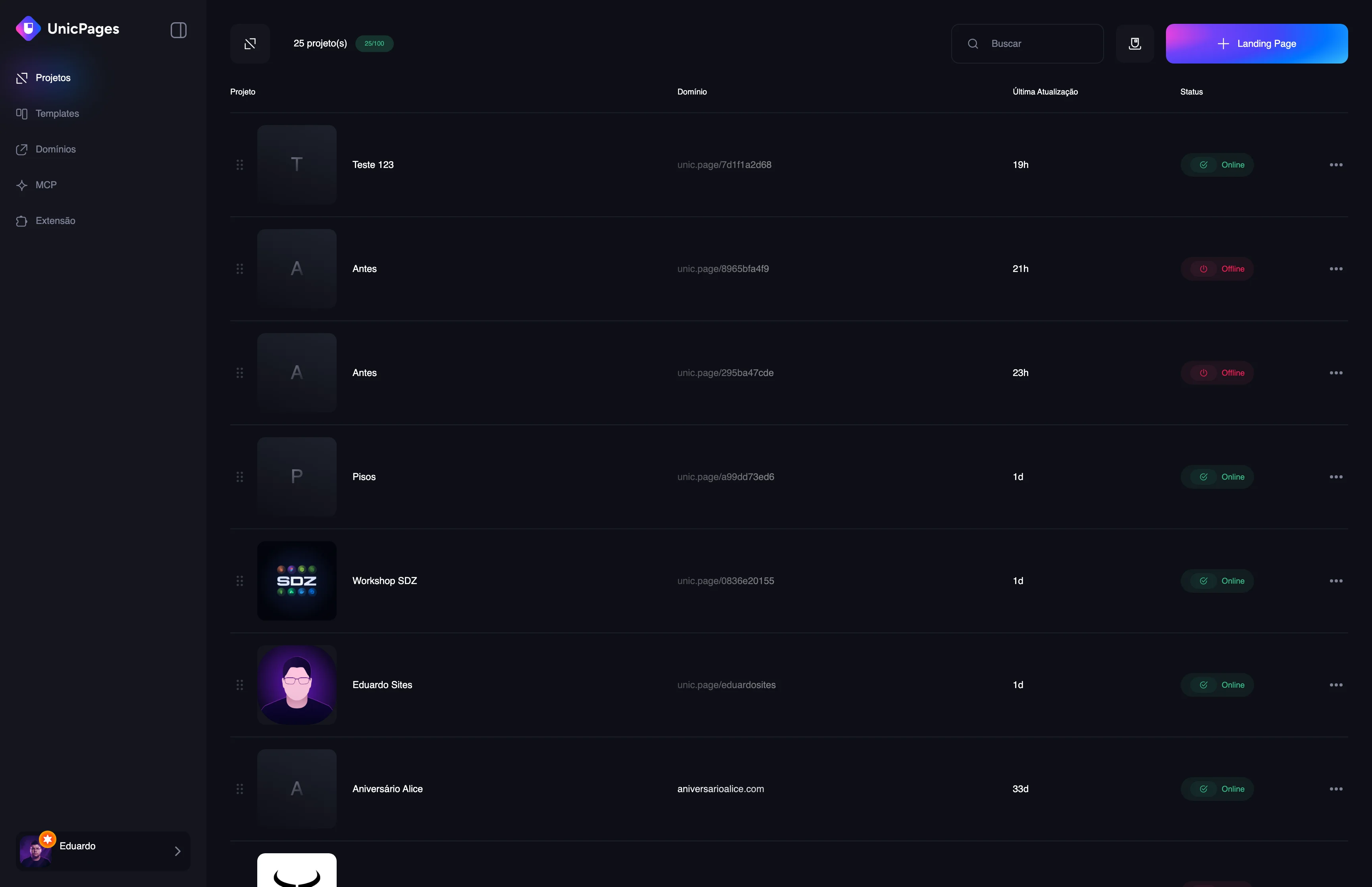 UnicPages screen